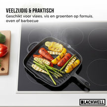 Blackwell Grillpan Cast Iron Gietijzer - 26 x 26 cm - geschikt voor alle warmtebronnen - zonder anti-aanbaklaag