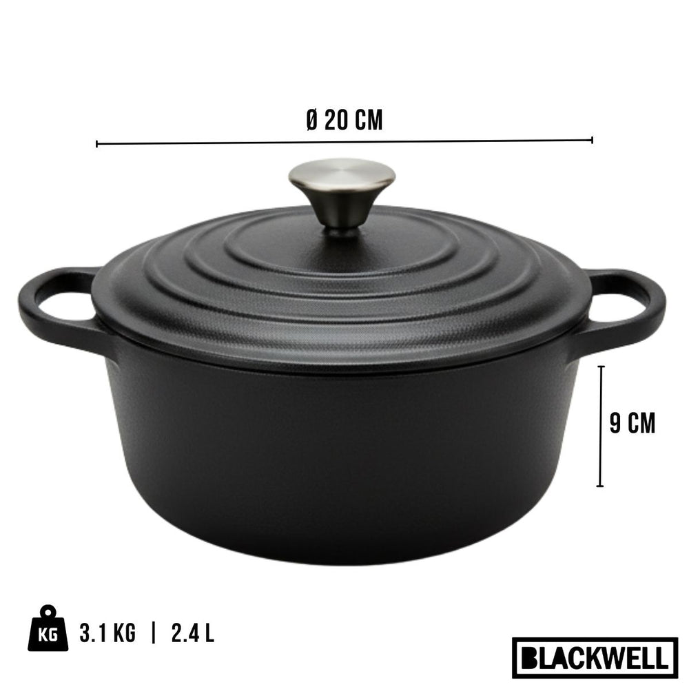 Blackwell Braadpan met deksel Cast Iron Gietijzer ø 20 cm - zonder anti-aanbaklaag