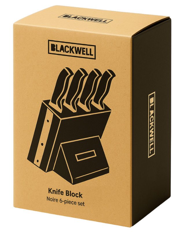 Blackwell Messenblok - Noire - Koksmes, Santokumes, Broodmes, Officemes & Schilmes 6-delig