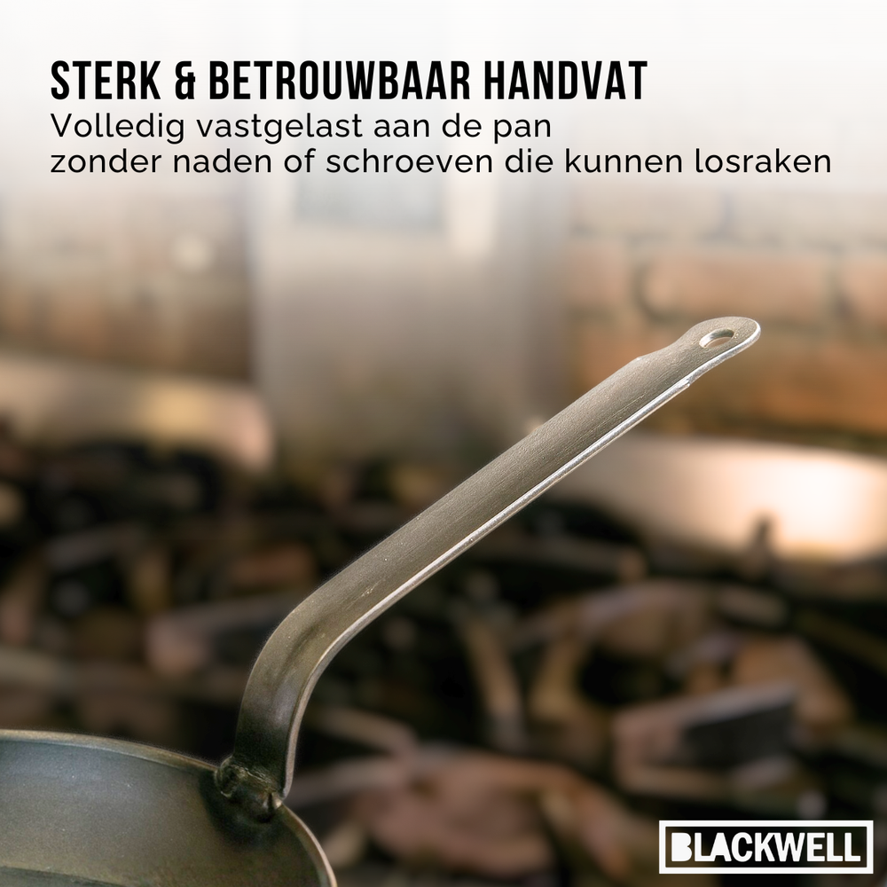 Blackwell Koekenpan Plaatstaal - Lyonnaiserpan - ø 24 cm - geschikt voor alle warmtebronnen - zonder anti-aanbaklaag