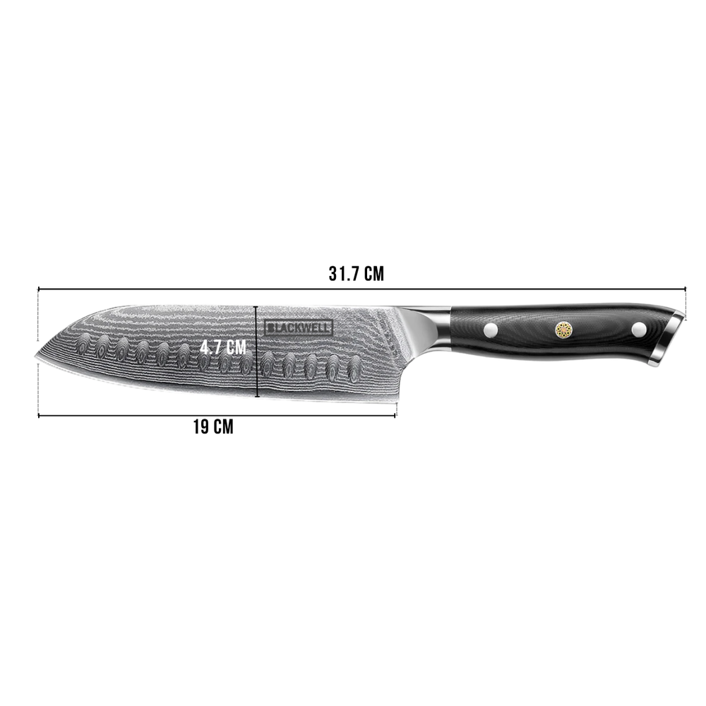Blackwell Santokumes Japanse stijl - 67 lagen damaststaal - VG10 - 19 cm