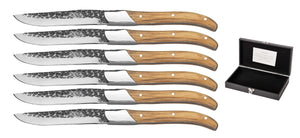 Blackwell Steakmessen Laguiole - Raw Black Lemmet - Olijfhout - 6 Stuks