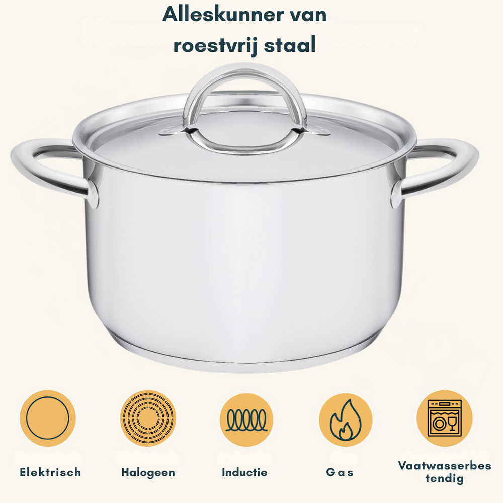 Sola Pannenset Blizz 4-Delig RVS - Kookpan ø 16, 18, 20 cm & Steelpan ø 16 cm - geschikt voor alle warmtebronnen