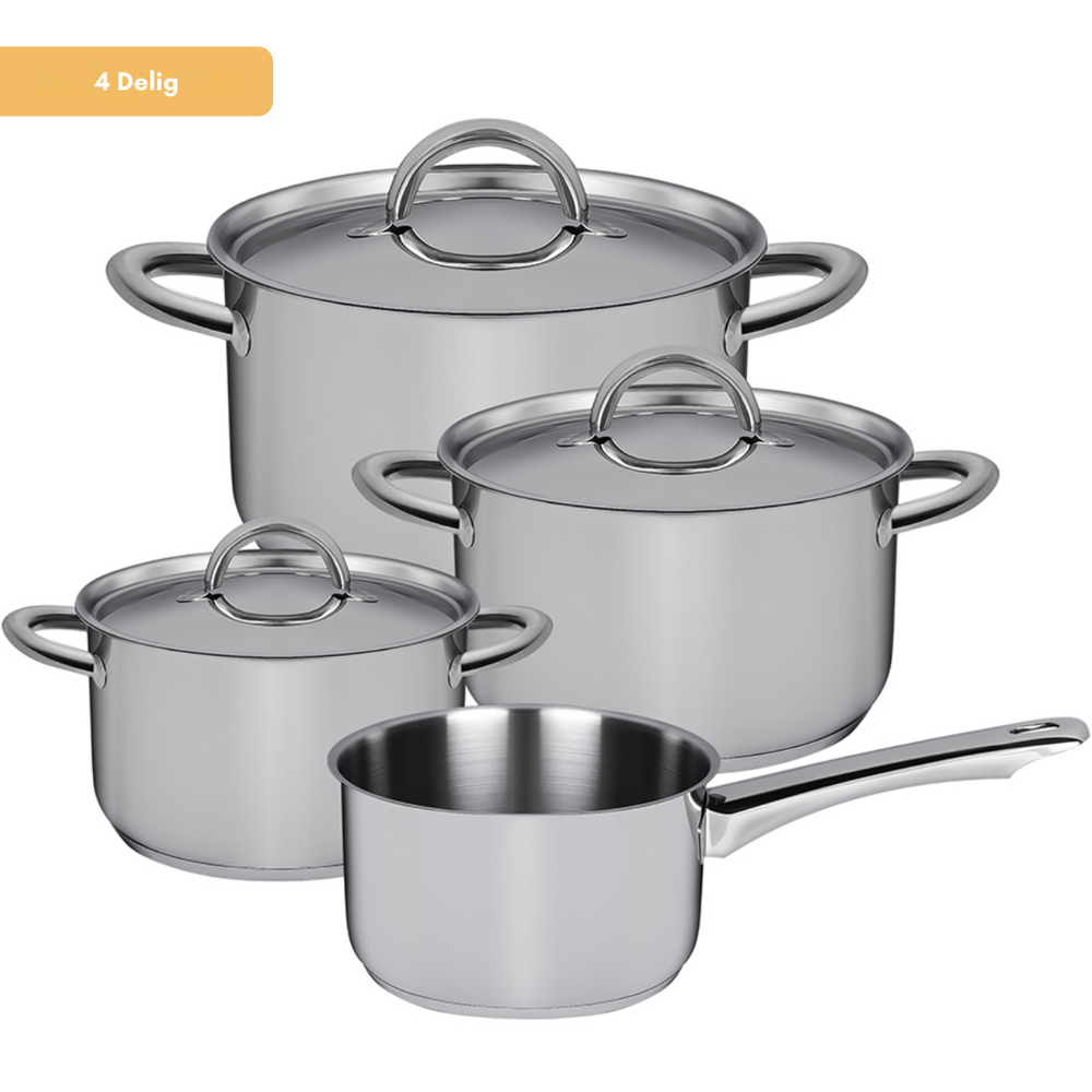 Sola Pannenset Blizz 4-Delig RVS - Kookpan ø 16, 18, 20 cm & Steelpan ø 16 cm - geschikt voor alle warmtebronnen