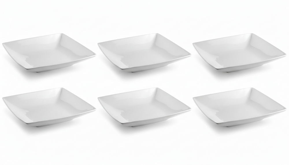 BonBistro Diepe Borden / Pastaborden Yong Squito 22 x 22 cm - Wit - 6 stuks