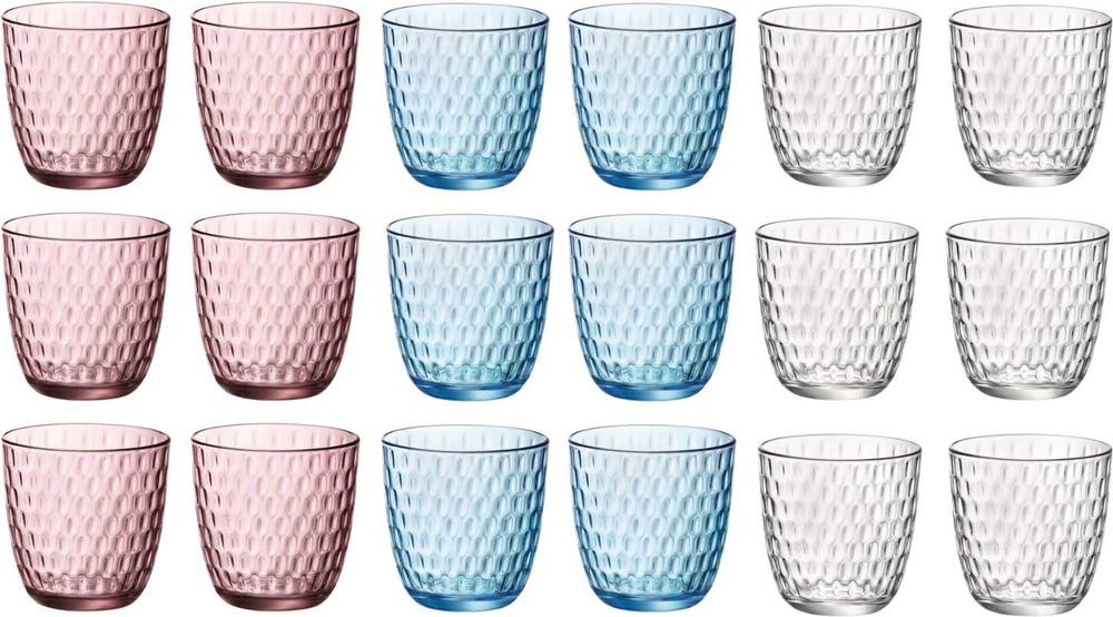 Bormioli Rocco Gekleurde Waterglazen 290 ml - Glazenset Slot - 18 stuks