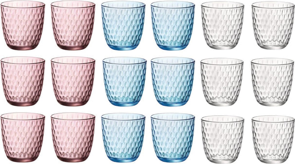 Bormioli Rocco Gekleurde Waterglazen 290 ml - Glazenset Slot - 18 stuks