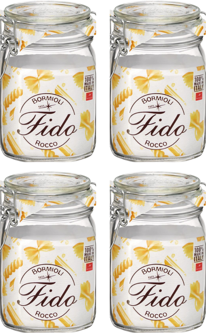 Bormioli Rocco Weckpotten Fido 11 x 11 cm / 1 liter - 4 stuks