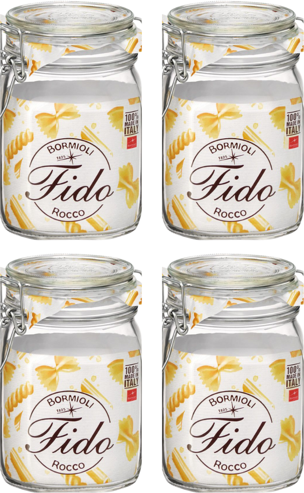 Bormioli Rocco Weckpotten Fido 11 x 11 cm / 1 liter - 4 stuks