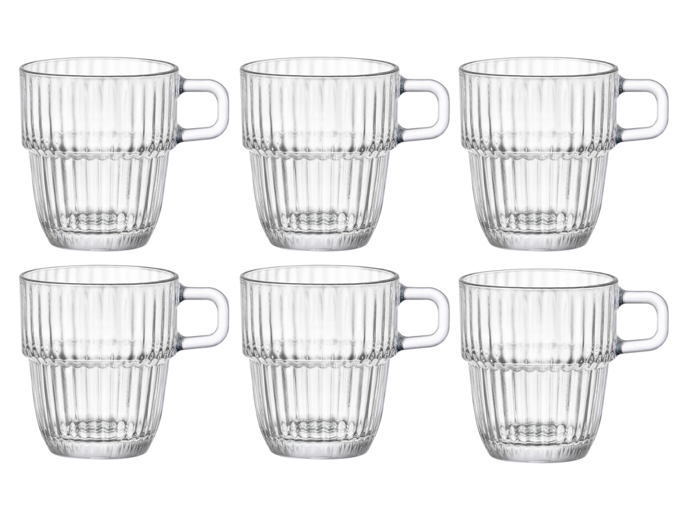 Bormioli Rocco Koffiekopjes met oor - Stapelbaar - Barshine 185 ml - 6 Stuks
