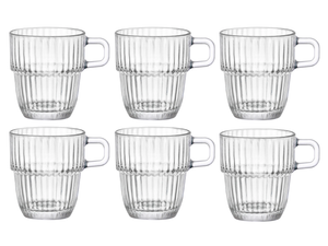 Bormioli Rocco Koffiekopjes met oor - Stapelbaar - Barshine 185 ml - 6 Stuks