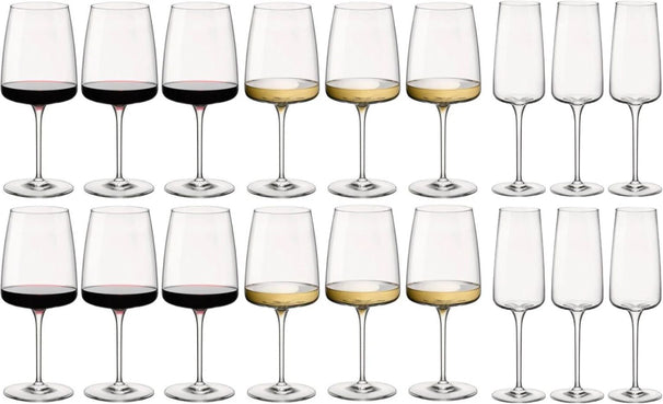 Bormioli Rocco Wijnglazen Set Nexo (Rode wijnglazen, Witte wijnglazen en Champagneglazen) - 18 delige set