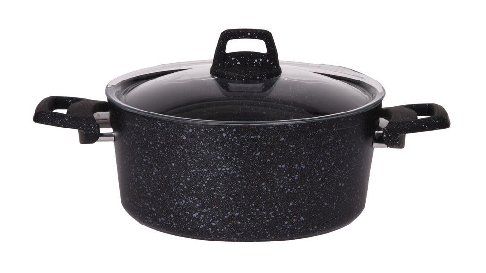 Cookinglife Pannenset Black Speckle 4-Delig Aluminium - Kookpan ø 20, 22, 24 cm & Steelpan ø 18 cm - Geschikt voor alle warmtebronnen - standaard anti-aanbaklaag