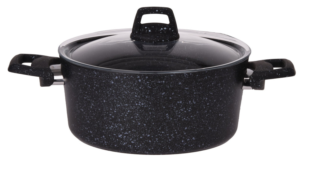 Cookinglife Pannenset Black Speckle 4-Delig Aluminium - Kookpan ø 20, 22, 24 cm & Steelpan ø 18 cm - Geschikt voor alle warmtebronnen - standaard anti-aanbaklaag