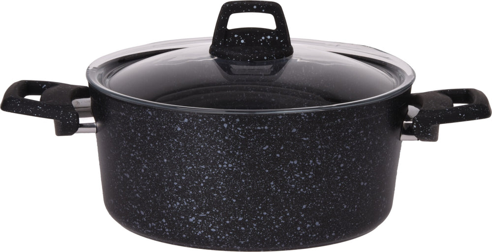 Cookinglife Pannenset Black Speckle 4-Delig Aluminium - Kookpan ø 20, 22, 24 cm & Steelpan ø 18 cm - Geschikt voor alle warmtebronnen - standaard anti-aanbaklaag