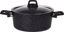 Cookinglife Pannenset Black Speckle 4-Delig Aluminium - Kookpan ø 20, 22, 24 cm & Steelpan ø 18 cm - Geschikt voor alle warmtebronnen - standaard anti-aanbaklaag