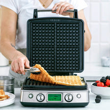 GreenPan Wafelijzer - RVS - inclusief 2 sets wafelplaten - Keramische anti-aanbaklaag