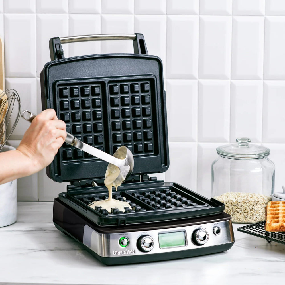 GreenPan Wafelijzer - Black - inclusief 2 sets wafelplaten - Keramische anti-aanbaklaag
