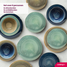 Cookinglife Serviesset Belize 18-delig / 6 personen - 6 dinerborden ø 25 cm, 6 ontbijtborden ø 21 cm, 6 soepkommen ø 15 cm