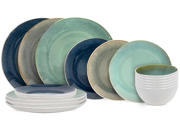Cookinglife Serviesset Belize 18-delig / 6 personen - 6 dinerborden ø 25 cm, 6 ontbijtborden ø 21 cm, 6 soepkommen ø 15 cm