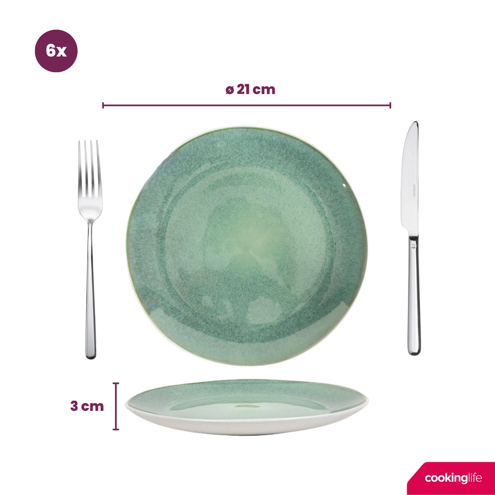Cookinglife Serviesset Belize 18-delig / 6 personen - 6 dinerborden ø 25 cm, 6 ontbijtborden ø 21 cm, 6 soepkommen ø 15 cm