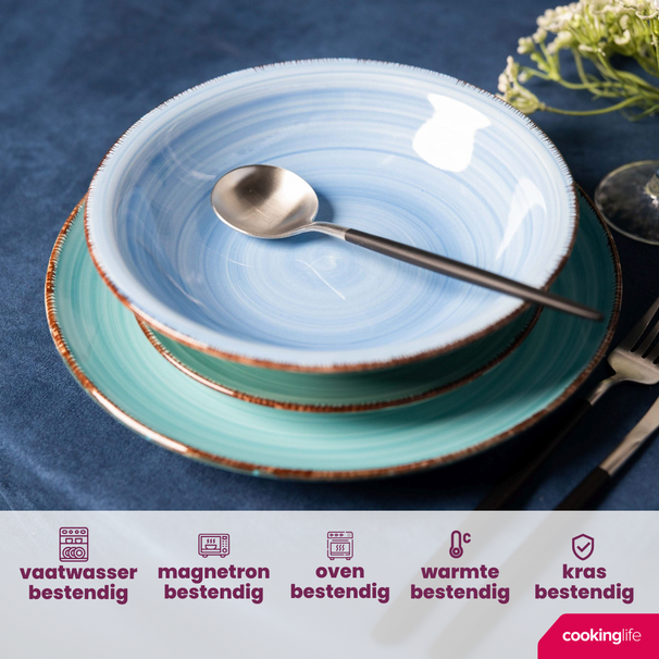 Cookinglife Pastaborden Delice Blauw ø 23 cm - 6 stuks