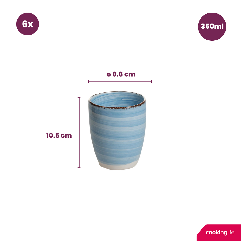 Cookinglife Bekers Delice Blauw 350 ml - 6 stuks