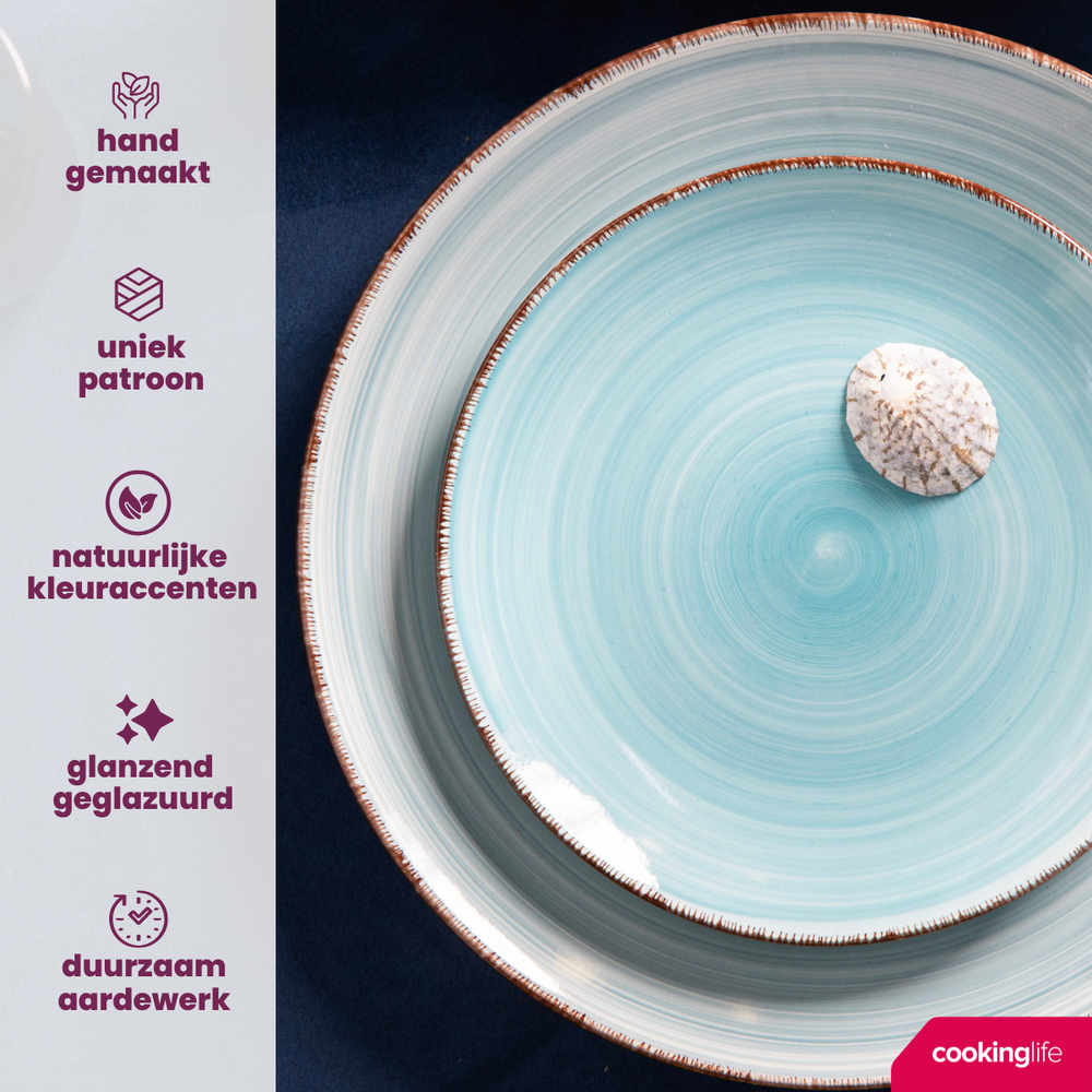 Cookinglife Dinerborden Delice Blauw ø 26.5 cm - 6 stuks