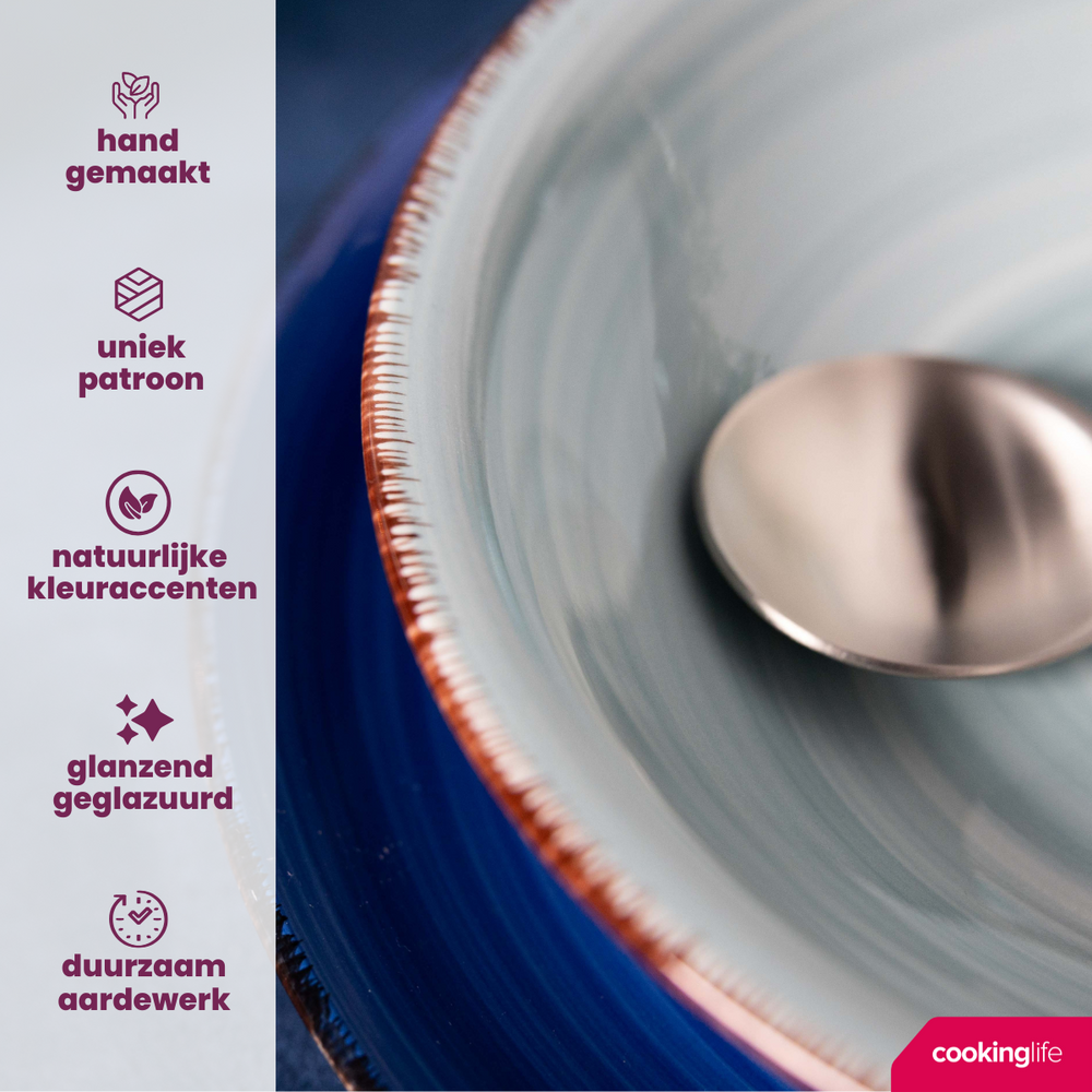 Cookinglife Diepe borden / Pastaborden Delice Blauw ø 21 cm - 6 stuks