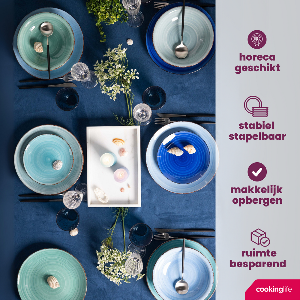 Cookinglife Ontbijtborden / Dessertborden Delice Blauw ø 19 cm - 6 stuks