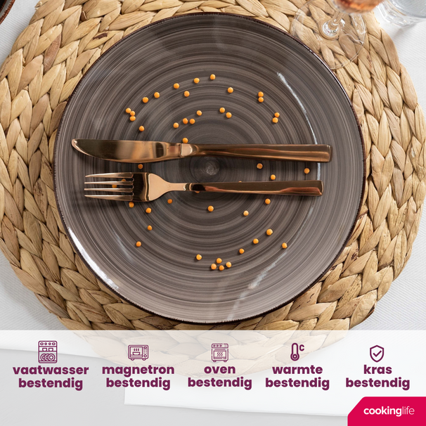 Cookinglife Dinerborden Delice Grijs ø 26.5 cm - 6 stuks
