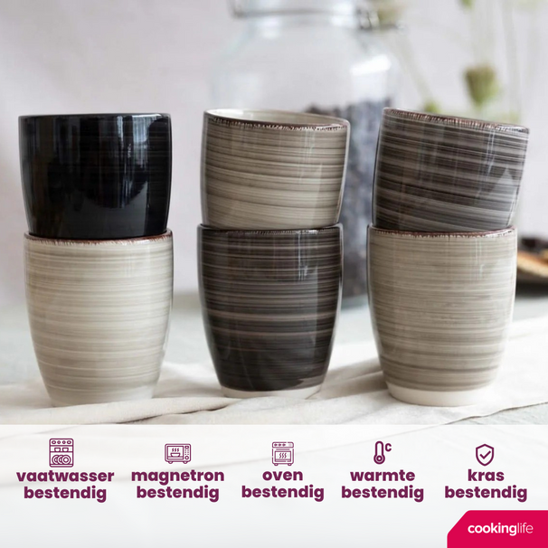 Cookinglife Koffiekopjes / Senseo Kopjes - Delice Grijs 180 ml - 6 stuks