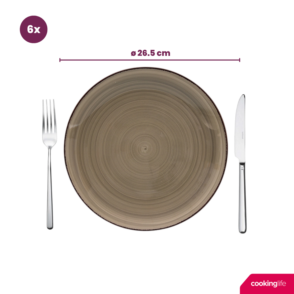 Cookinglife Dinerborden Delice Grijs ø 26.5 cm - 6 stuks