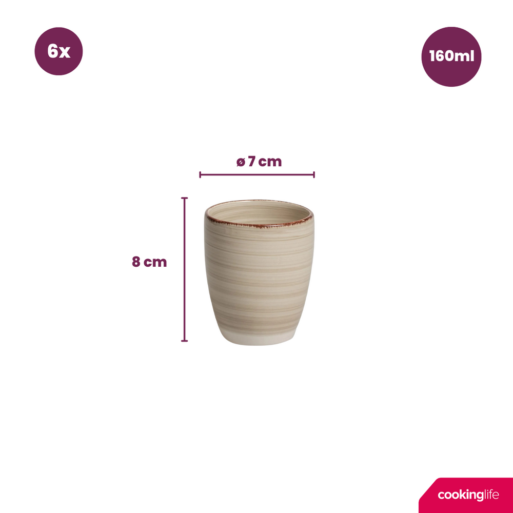 Cookinglife Koffiekopjes / Senseo Kopjes - Delice Grijs 180 ml - 6 stuks
