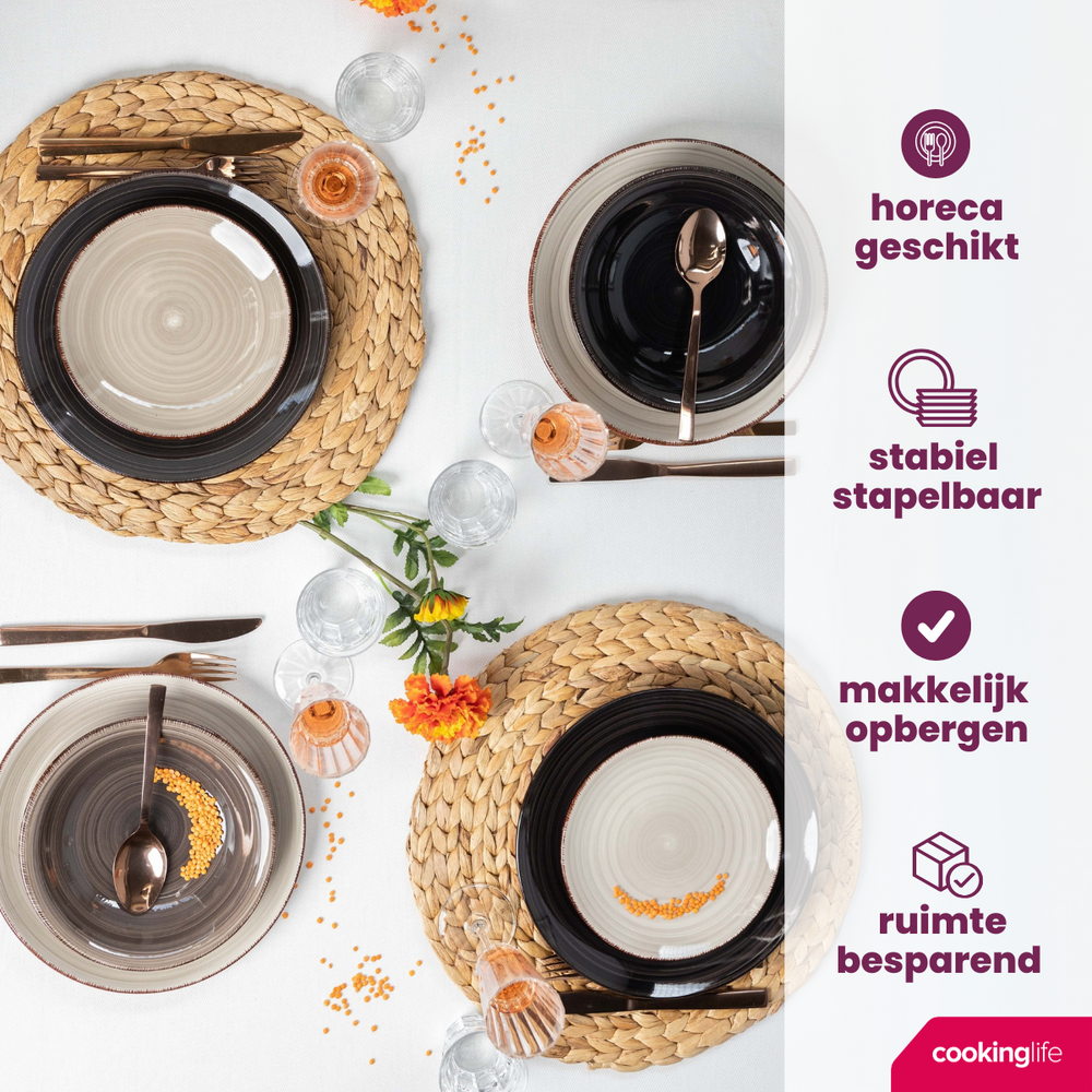 Cookinglife Dinerborden Delice Grijs ø 26.5 cm - 6 stuks