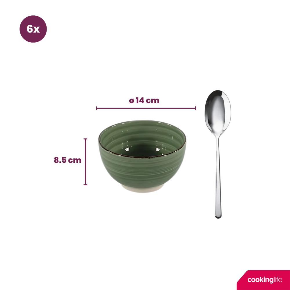 Cookinglife Soepkommen / Kommen Delice Groen ø 14 cm - 6 stuks