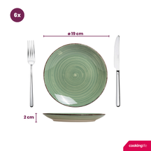 Cookinglife Serviesset Delice Groen 18-delig / 6 personen - 6 dinerborden, 6 diepe borden en 6 ontbijtborden