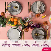 Cookinglife Serviesset Nola Warm Grey 18-delig / 6 personen - 6 dinerborden, 6 ontbijtborden en 6 kommen