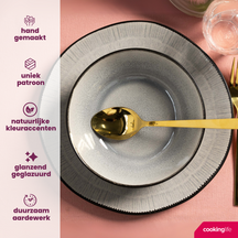Cookinglife Serviesset Nola Warm Grey 18-delig / 6 personen - 6 dinerborden, 6 ontbijtborden en 6 kommen