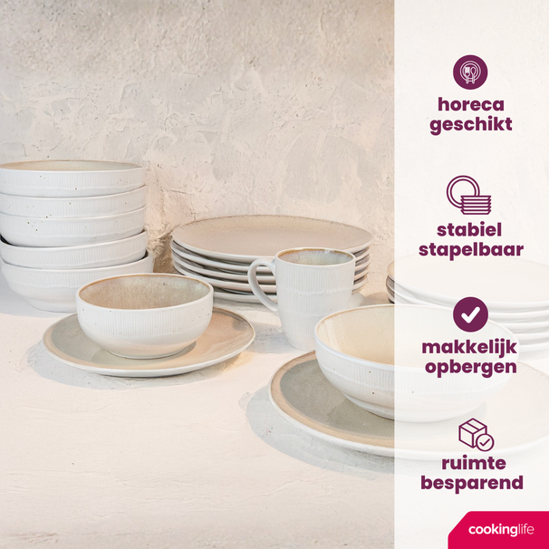 Cookinglife Ontbijtborden / Dessertborden Nola Sand ø 21 cm - 6 Stuks