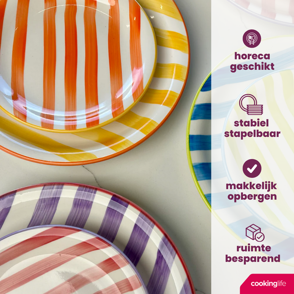 Cookinglife Serviesset Summer Vibes 24-delig / 6 personen - 6 dinerborden, 6 ontbijtborden, 6 kommen en 6 koffiekopjes