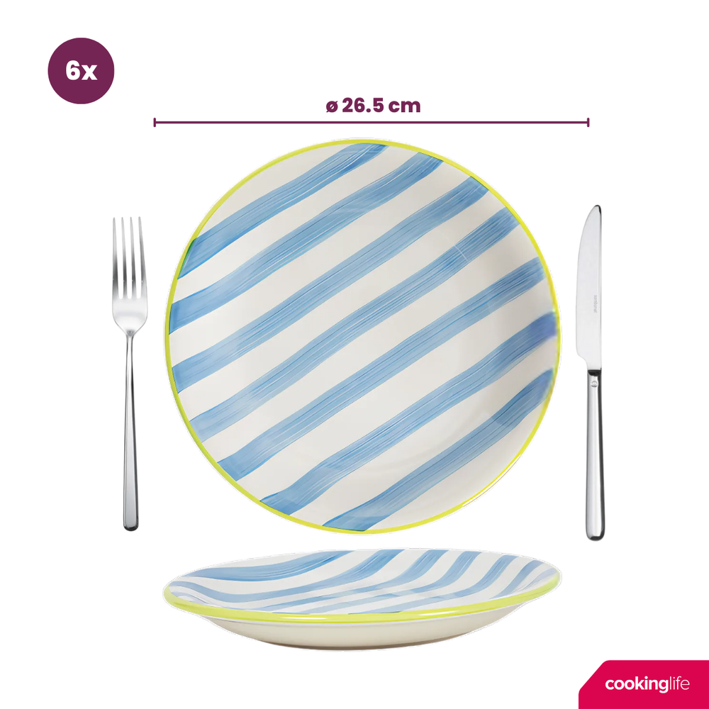 Cookinglife Serviesset Summer Vibes 18-delig / 6 personen - 6 dinerborden, 6 ontbijtborden en 6 diepe borden