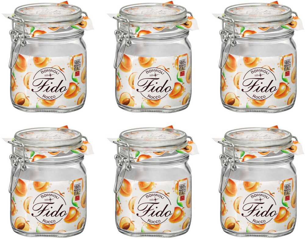 Bormioli Rocco Weckpot Fido - 10 x 10 cm / 750 ml - vierkant - 6 stuks