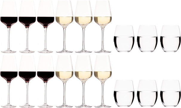 Chef & Sommelier Wijnglazenset Sublym (Rode wijnglazen & Witte wijnglazen & Waterglazen) - 18 delige set - 6 rode wijnglazen, 6 witte wijnglazen en 6 waterglazen