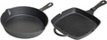 Blackwell Pannenset Gietijzer 2-Delig Koekenpan ø 25 cm & Grillpan 23 x 23 cm - geschikt voor alle warmtebronnen - zonder anti-aanbaklaag