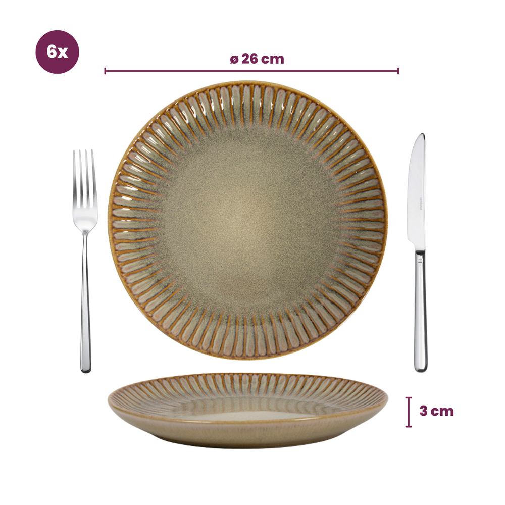Cookinglife Serviesset Aqua Maris 18-delig / 6 personen - 6 dinerborden, 6 ontbijtborden en 6 kommen