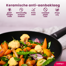 Cookinglife Wokpan Black Cera ø 28 cm - keramische anti-aanbaklaag