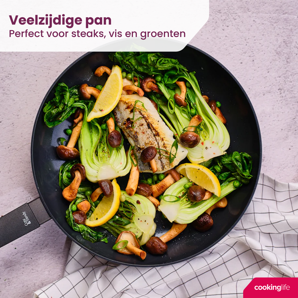 Cookinglife Koekenpan Black Cera - ø 28 cm - keramische anti-aanbaklaag