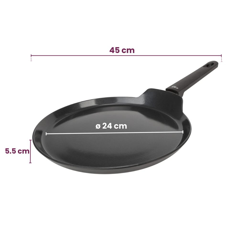 Cookinglife Pannenkoekenpan Black Cera Zwart ø 24 cm - geschikt voor alle warmtebronnen - keramische anti-aanbaklaag