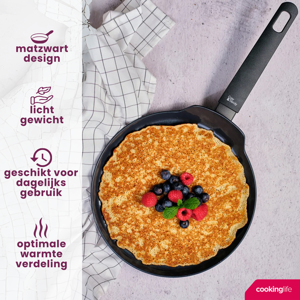 Cookinglife Pannenkoekenpan Black Cera Zwart ø 24 cm - keramische anti-aanbaklaag